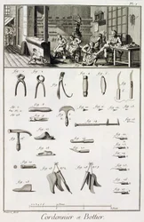 Cordonnier et leurs outils, de l
