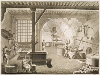 Atelier de teinturiers de soie, de l