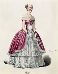 Actrice Eugénie Doche dans le rôle-titre de La Dame aux camélias, drame d