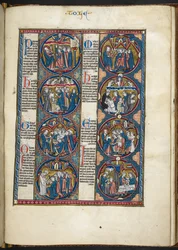 Add MS Harley 1527, f.105r, miniatures de la Bible moralisée