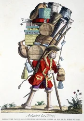 Admirez la force. Caricature réalisée par des droguistes contre le Duc de Force en 1721