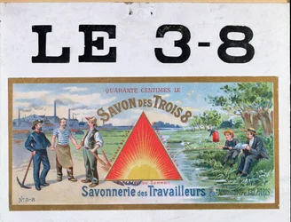 Publicité pour le savon de marque 3x8, fin du XIXe siècle