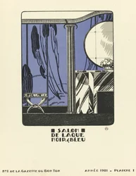 Advertisement for "Salon de Laque Noir  Bleue", pub.1921 (pochoir print)