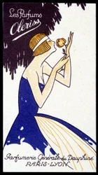 Carte publicitaire pour les parfums Oleriss de la Parfumerie Générale du Dauphiné