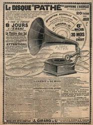 Publicité pour les phonographes «Pathé» 1907 - Le disque Pathé