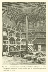 Ancien manège construit par Molinos et Legrand en 1810, rue Sainte-Marguerite, occupé ensuite par un magasin de porcelaine et démoli en 1876