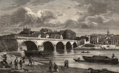 Angers - Maine-et-Loire dans la région Pays de la Loire - gravure dans "La France illustrée : géographie, histoire, administration statistique" par V.A. Malt-Brown. 1884