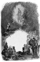 Apparition de la Vierge Marie à Bernadette Soubirous (1844-1879) dans la grotte de Lourdes, Hautes-Pyrénées (65)