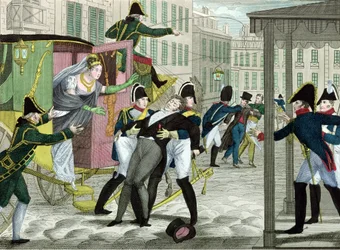 Assassinat de Charles-Ferdinand de France (1778-1820), duc de Berry, par Louis Louvel, devant l