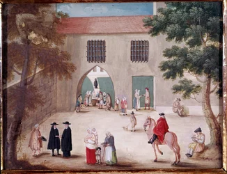 Aumônes dans la cour de l
