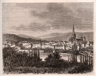 Autun - département de Saône-et-Loire - gravure dans « La France illustrée : géographie, histoire, administration statistique » par V.A. Malt-Brown. 1884