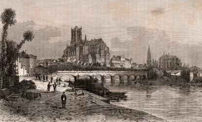 Auxerre - Bourgogne-Franche-Comté - gravure dans « La France illustrée : géographie, histoire, administration statistique » par V.A. Malt-Brown. 1884