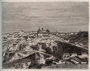 Avallon - Bourgogne-Franche-Comté - gravure dans «La France illustrée: géographie, histoire, administration statistique» par V.A. Malt-Brown. 1884