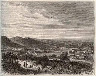 Ay et la montagne de Reims - département de la Marne - gravure dans "La France illustrée : géographie, histoire, administration statistique" par V.A. Malt-Brown. 1884