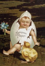 Bébé dans un œuf à côté d
