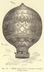 Ballon ayant servi à exécuter le premier voyage aérien (gravure)