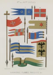 Bannières, banderoles, drapeaux des 10e au 14e siècles