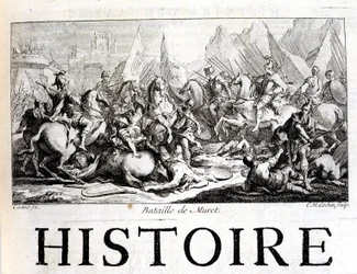 Bataille de Muret le 12 septembre 1213 - dans "Histoire générale de Languedoc" par Joseph Vaissete, Paris