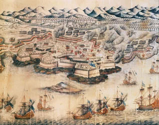 Bataille de Port Mahon, Minorque (gravure)