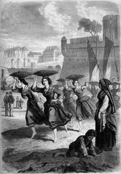 Marchands de sardines de Bayonne se rendant à Biarritz, Pyrénées-Atlantiques (64)