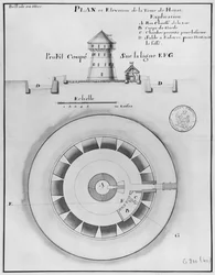 Belle-Île-en-Mer, plan et élévation de la tour de Houat, 1745
