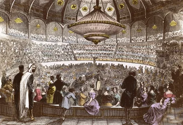 Berlioz dirige son concert le 19 janvier 1845 au Cirque Olympique à Paris - Hector Berlioz (1803-1869), dans la salle du Cirque Olympique des Champs-Élysées à Paris