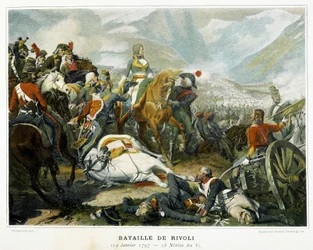Bonaparte (centre), après sa victoire sur les Autrichiens à la bataille de Rivoli (Italie) le 14 janvier
