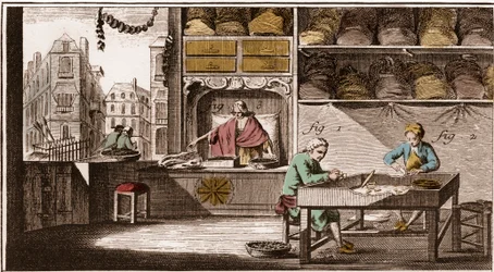 Bouchonnier, fabrication de bouchons en liège - « La Grande Encyclopédie, ou Dictionnaire raisonné des sciences, des arts et des métiers » par Denis Diderot (1713-1784) et Jean d