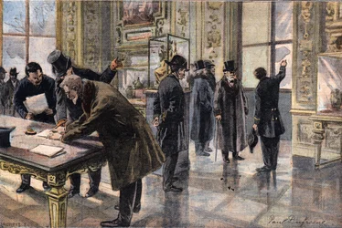 Tentative de cambriolage au musée du Louvre, à Paris - Illustration tirée du journal français Le Petit Parisien, 2 février