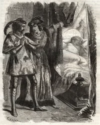 En soulevant une porte, il montre au mari sa propre femme allongée nue. Louis Ier de Valois, duc d