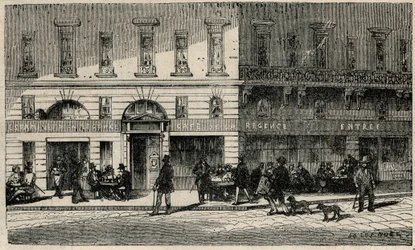 Café de la Régence de la Place du Palais-Royal à Paris au 19ème siècle - Gravure dans « Tableau de Paris » par Edmond Texier 1852