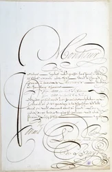 Calligraphie : Lettre de comptes calligraphiée vers 1678 par François de Bruyn.