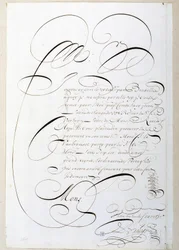 Calligraphie : Lettre de comptes calligraphiée vers 1678 par François de Bruyn. Bibliothèque Historique de la Ville de Paris