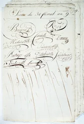 Calligraphie : feuille du registre de la Société Académique d