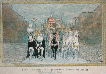 Caricature du critique littéraire français Ferdinand Brunetière (1849-1906), vers 1900