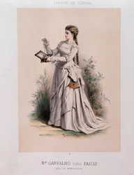 Carolyne Carvalho (1827-1895) soprano française interprétant Margherita dans Faust de Charles Gounod (1818-1893)