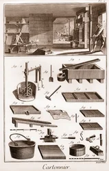 Cartonnier - atelier de fabrication du carton - « La Grande Encyclopédie, ou Dictionnaire Raisonné des Sciences, des Arts et des Métiers » par Denis Diderot et Jean d