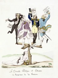 Caricature sur Napoléon Bonaparte. La girouette politique et littéraire où passe la fortune.