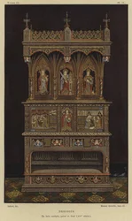 Dressoir en bois sculpté, peint et doré, 15ème siècle