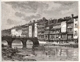 Castres - Languedoc-Roussillon-Midi-Pyrénées - gravure dans "La France illustrée : géographie, histoire, administration statistique" par V.-A. Malt-Brown. 1884