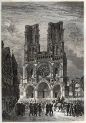 Cathédrale Notre-Dame de Laon (1150-1180), Aisne - gravure de «L