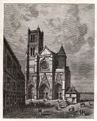 Cathédrale Saint-Étienne de Meaux - Seine-et-Marne - gravure dans «La France illustrée: géographie, histoire, administration statistique» par V.A. Malt-Brown. 1884