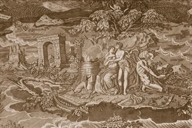 Housse de chaise avec inscriptions en français, c.1811
