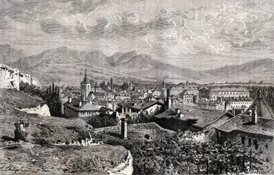 Chambéry - Savoie - gravure dans "La France illustrée : géographie, histoire, administration statistique" par V.A. Malt-Brown. 1884