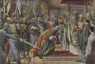 Charlemagne couronné par le pape Léon III au Pelerin