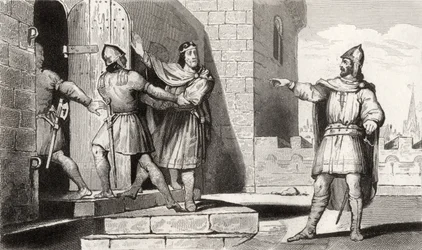 Charles III (879-929) le Simple fait prisonnier par un de ses soldats, de 