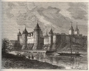 Château de Josselin - Morbihan en Bretagne - gravure dans "La France illustrée: géographie, histoire, administration statistique" par V.A. Malt-Brown. 1884