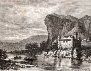 Château de la Caze en Lozère - gravure dans «La France illustrée: géographie, histoire, administration statistique» par V.A. Malt-Brown. 1884
