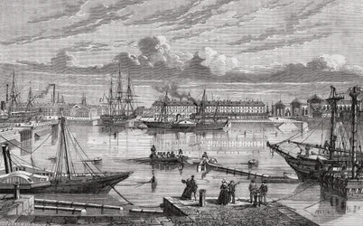Cherbourg au XVIIIe siècle, gravé par Le Breton d