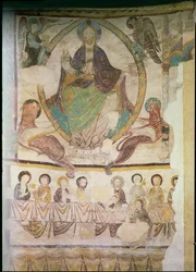 Christ en majesté avec quatre symboles évangéliques et la Dernière Cène, c.1200